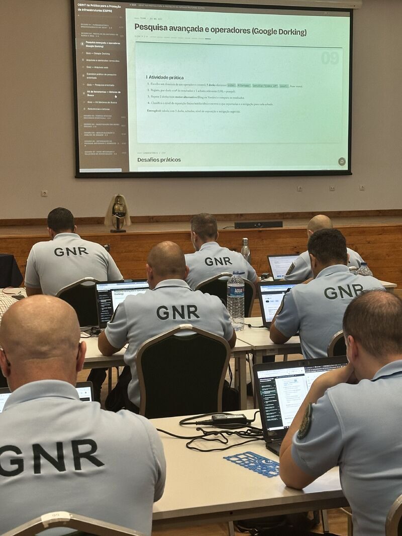 OSINT na prática para a proteção de infraestruturas, formação à GNR